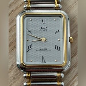 JAZ Paris Rare Vintage Watch Gray Dial Two-Tone Case Bracelet New Battery